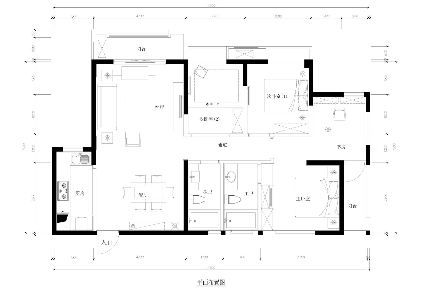 115现代四房装修效果图,誉府仕家装修案例效果图-美广网(图1)