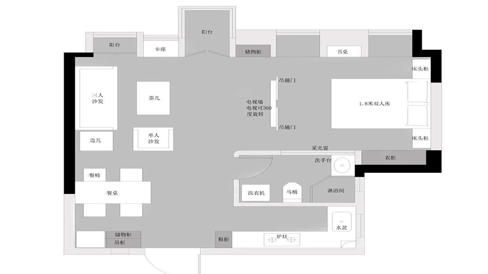 134现代三房装修效果图,审美启蒙装修案例效果图-美广网