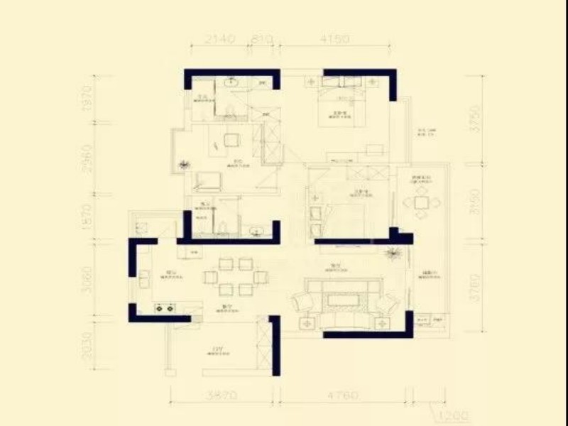 140美式四房装修效果图,140平美式风装修案例效果图-美广网(图1)