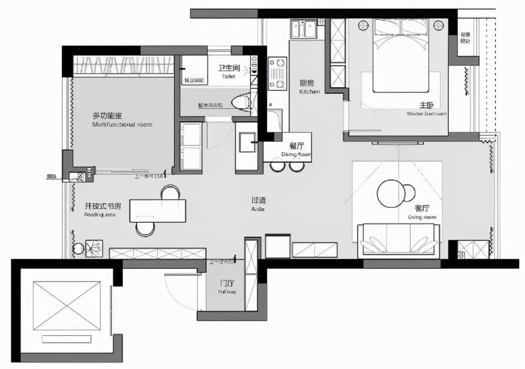 70北欧两房装修效果图,70㎡自然原木风装修案例效果图-美广网(图1)