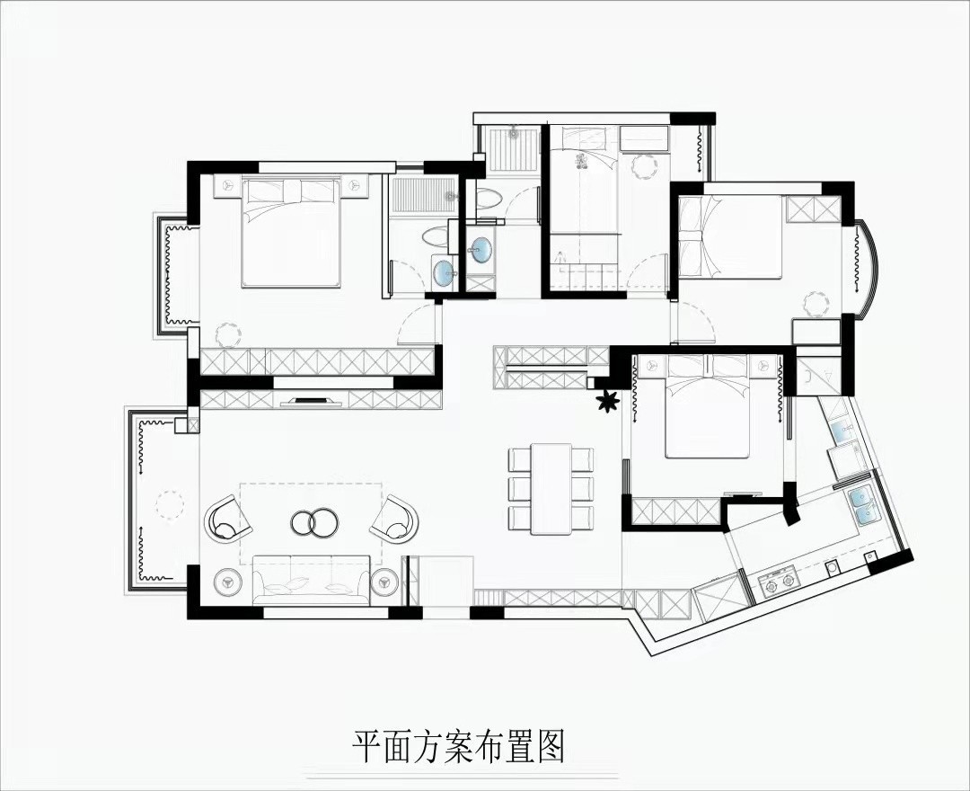 150中式大平层装修效果图,150平-淳静中式装修案例效果图-美广网(图1)