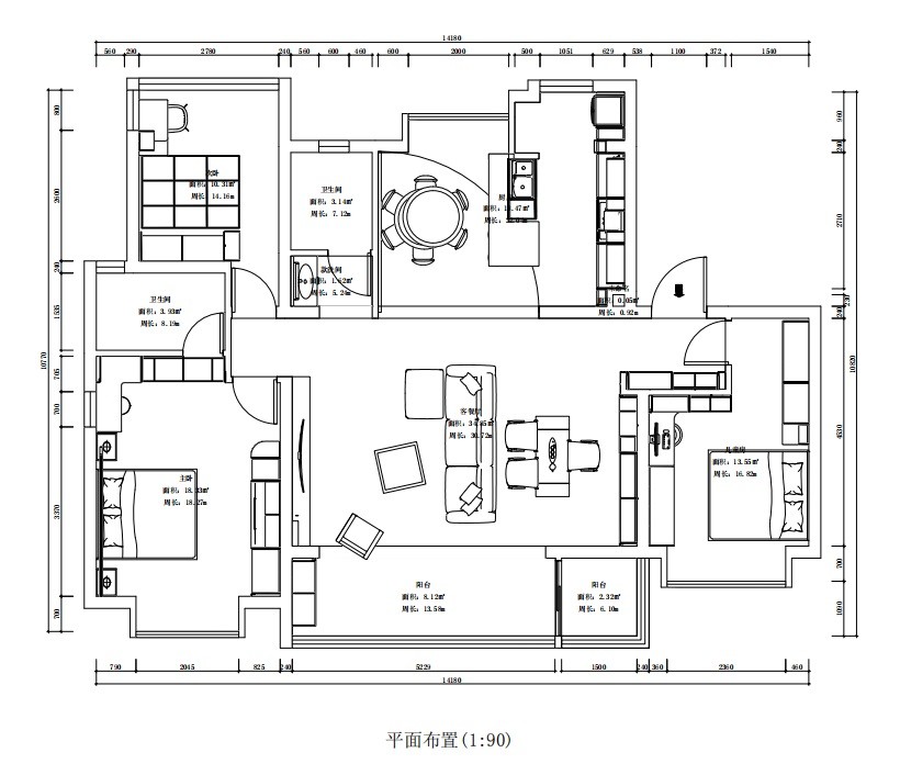 145现代三房装修效果图,简化装饰，返璞归真装修案例效果图-美广网