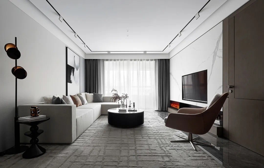 120现代三房装修效果图,美好生活，从极简开始装修案例效果图-美广网(图2)