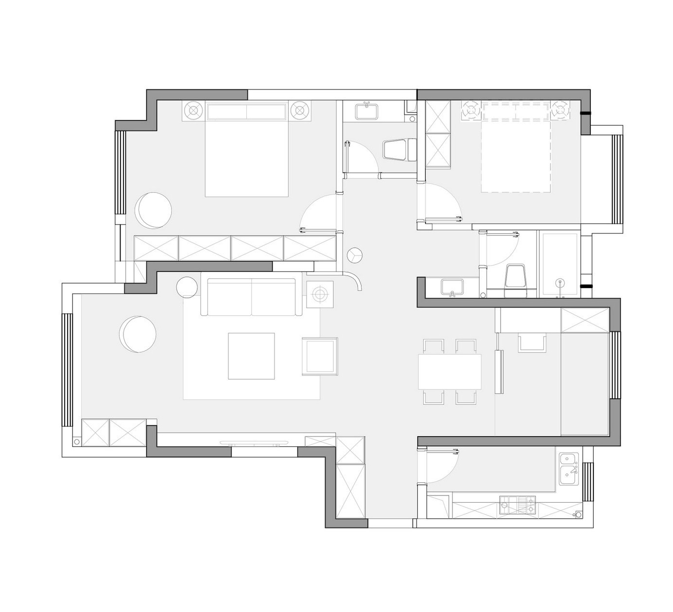 98现代三房装修效果图,98平现代素雅极简装修案例效果图-美广网(图1)