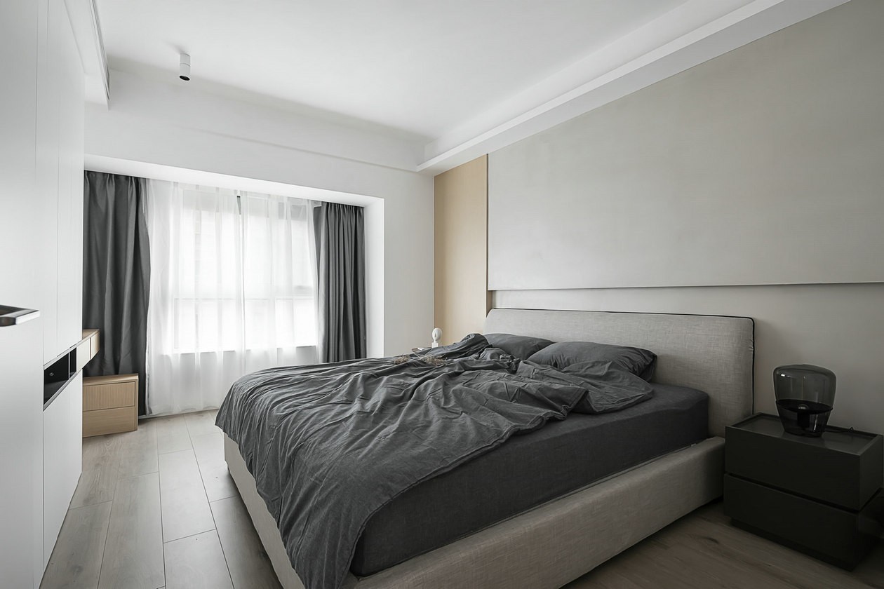 98现代三房装修效果图,98平现代素雅极简装修案例效果图-美广网(图5)