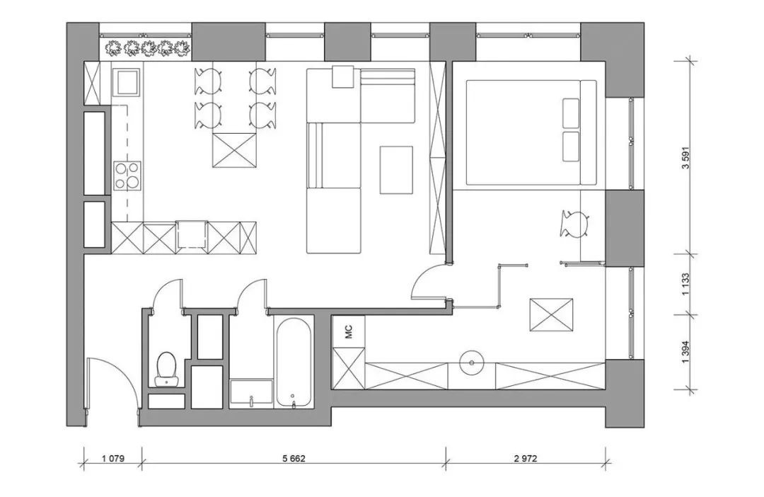 52现代小户型/一房装修效果图,简约装修案例效果图-美广网
