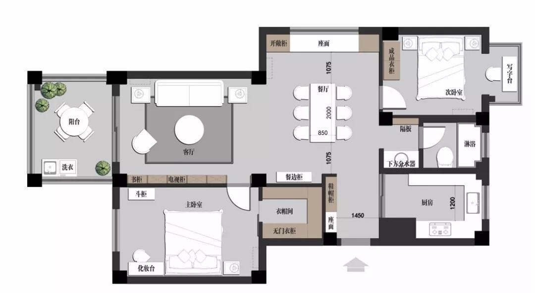 105现代两房装修效果图,105㎡舒适简约+强收纳装修案例效果图-美广网(图1) 105现代两房装修效果图,105㎡舒适简约+强收纳装修案例效果图-美广网(图1)