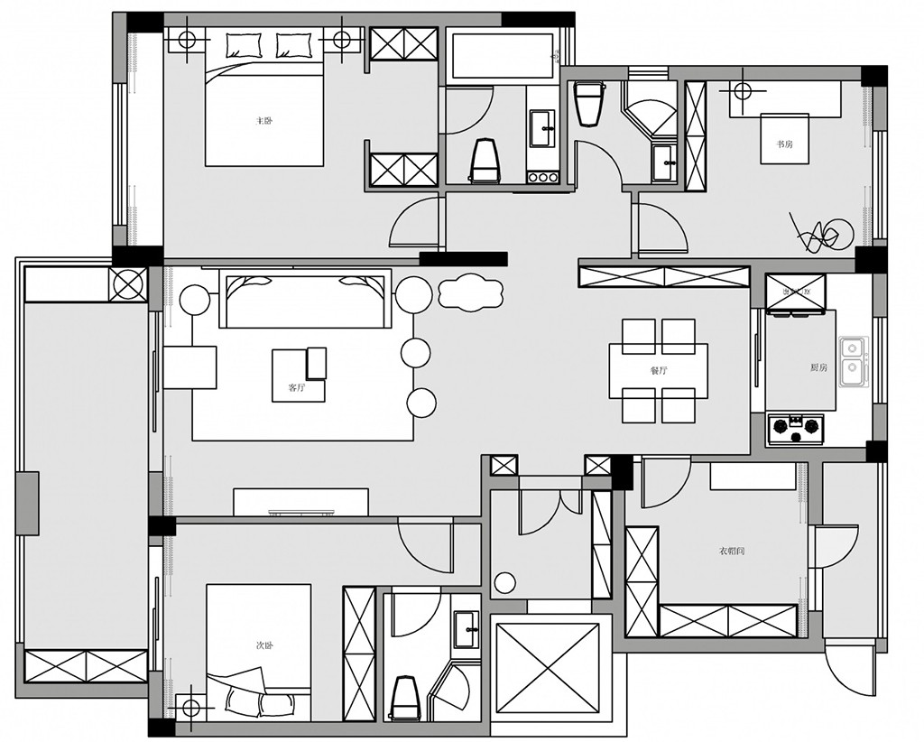 140现代三房装修效果图,理论主义的温馨氛围装修案例效果图-美广网(图1)