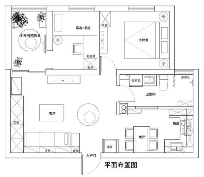 68混搭两房装修效果图,68平米小户型装修案例效果图-美广网(图1)