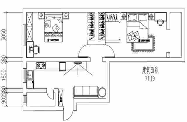 71北欧两房装修效果图,五里墩支路旧房改造装修案例效果图-美广网