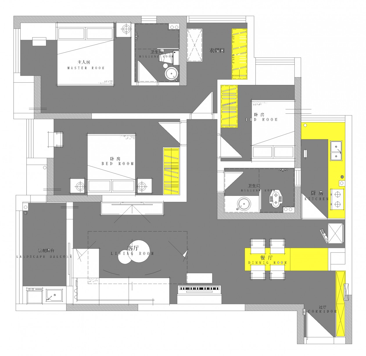 160现代三房装修效果图,谱写生活的温度装修案例效果图-美广网(图1)