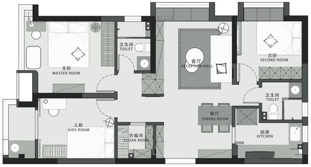 65现代两房装修效果图,质朴生活，65㎡化繁为简装修案例效果图-美广网