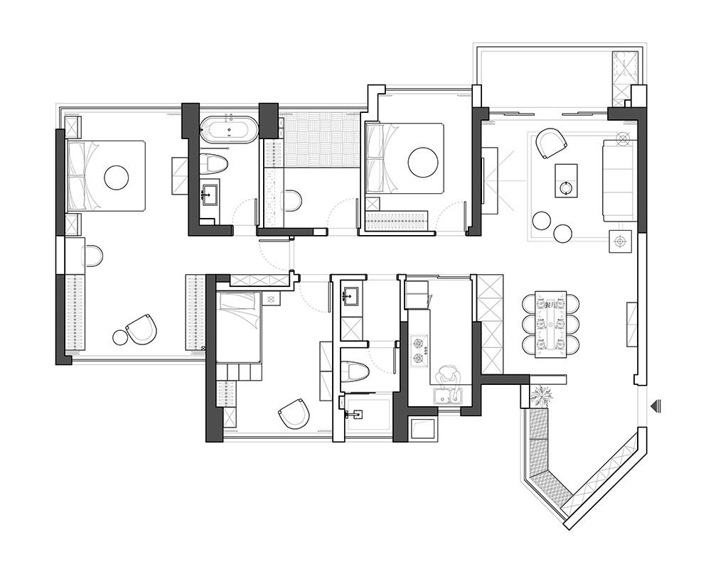 143混搭四房装修效果图,143平法式轻奢的浪漫装修案例效果图-美广网(图1)