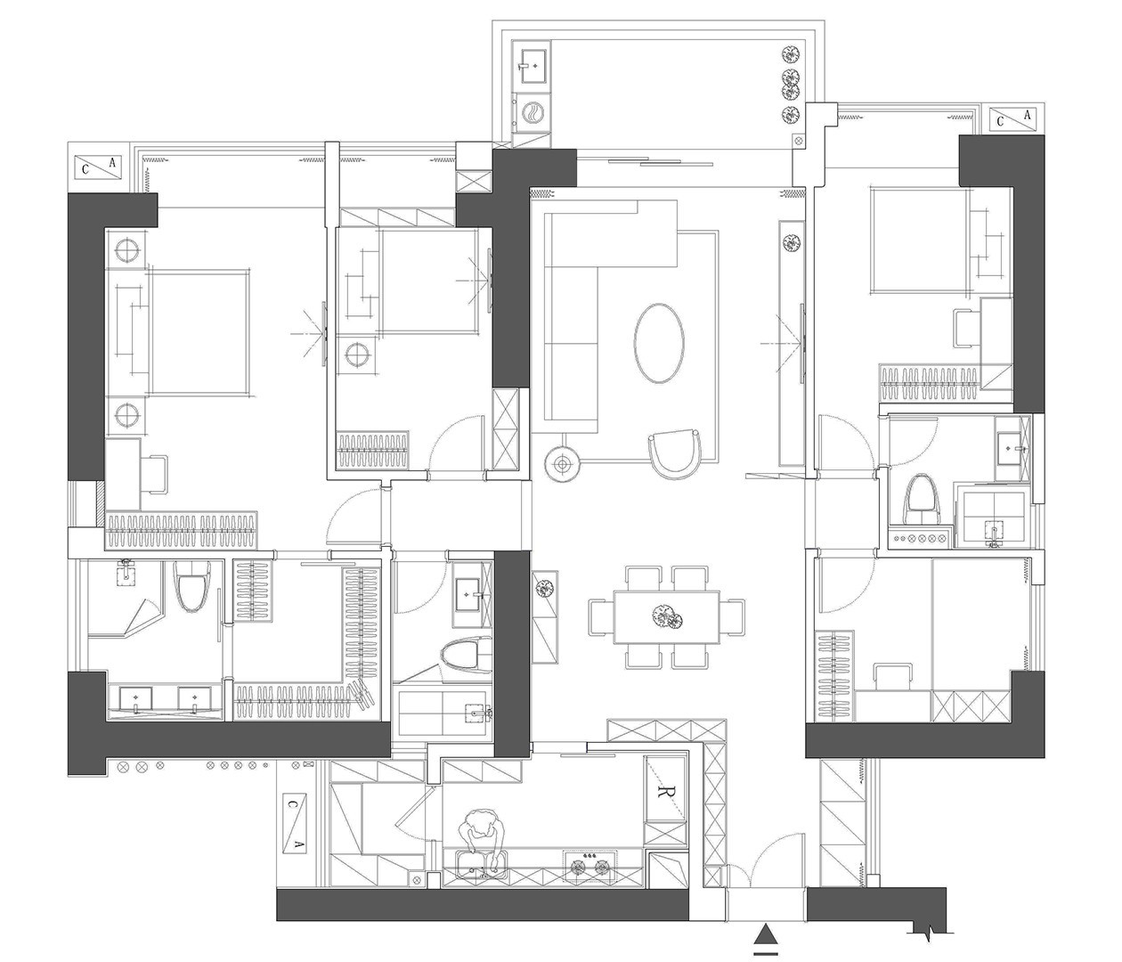 115现代三房装修效果图,品质生活装修案例效果图-美广网(图1)