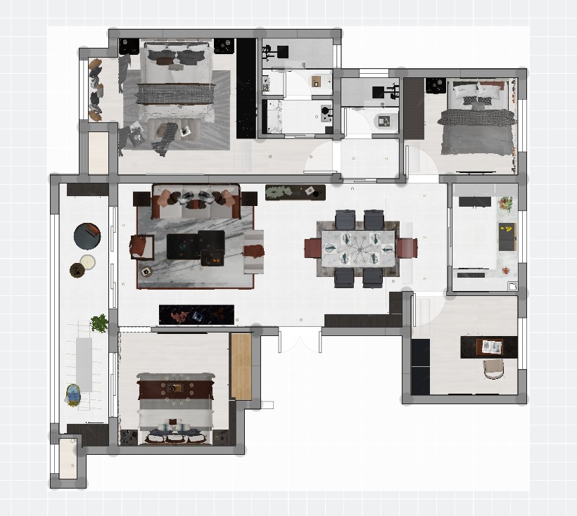 140中式四房装修效果图,4居室新中式装修案例效果图-美广网(图1)