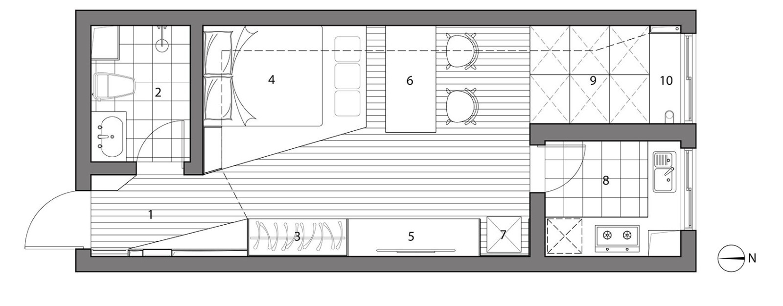 34中式小户型/一房装修效果图,34平米住宅改造设计装修案例效果图-美广网