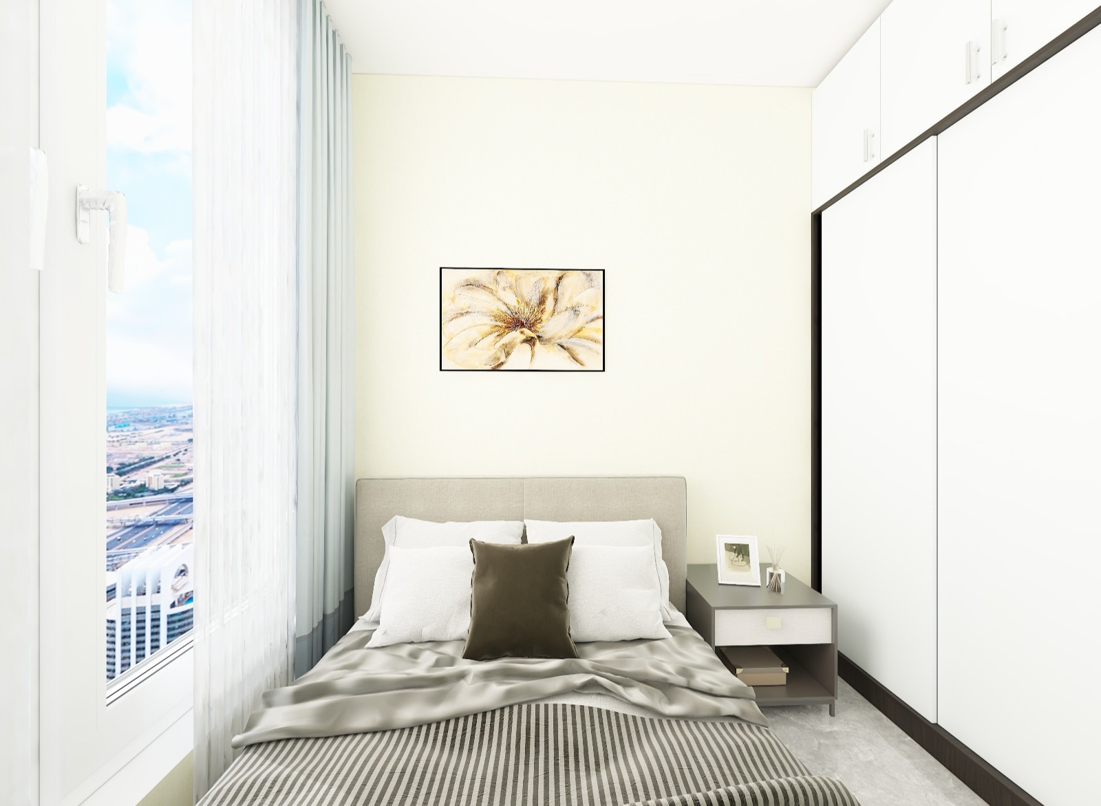 53现代两房装修效果图,53平简约风装修案例效果图-美广网(图5)