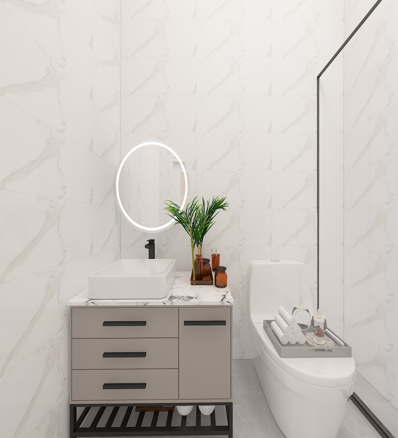 53现代两房装修效果图,53平简约风装修案例效果图-美广网(图9)