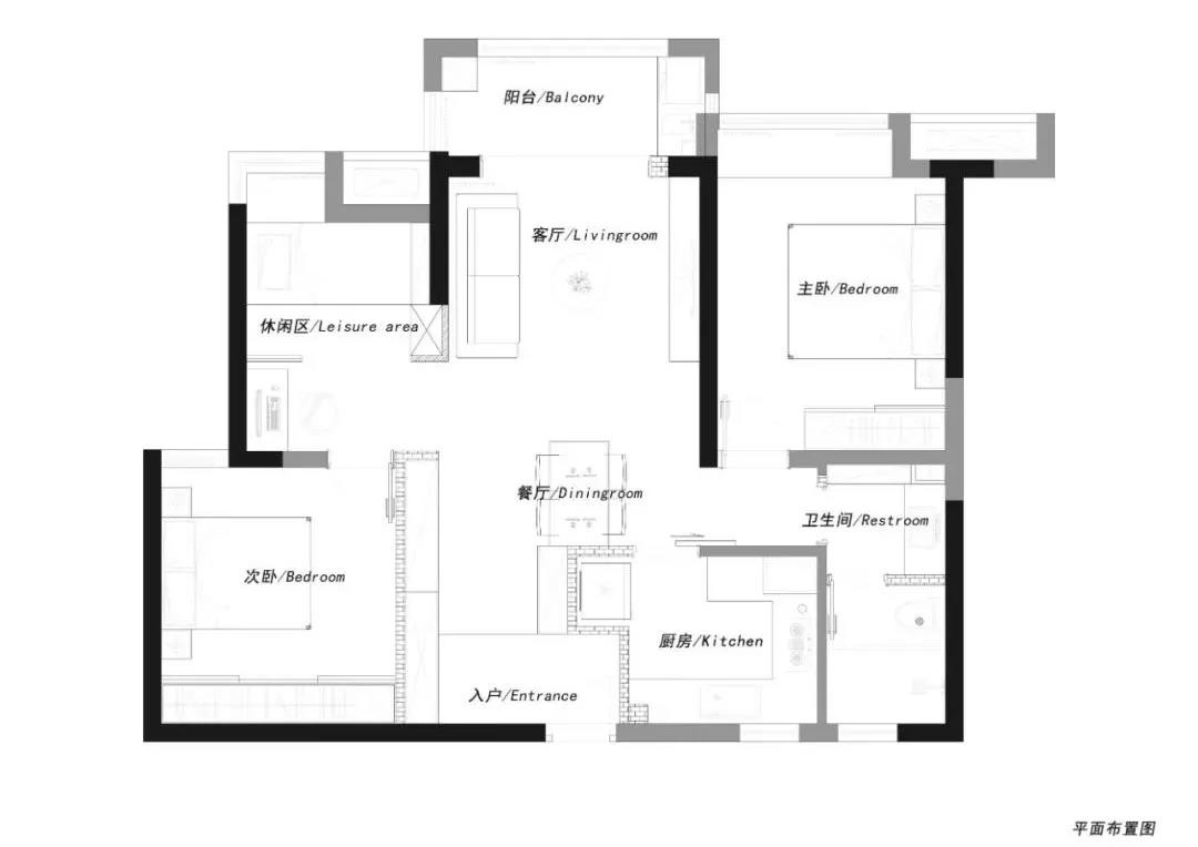 91简欧三房装修效果图,御廷上郡——简约三居装修案例效果图-美广网(图1)