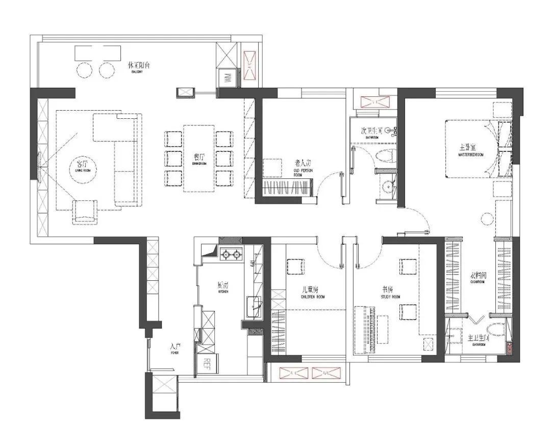 143现代三房装修效果图,143㎡黑白灰，装出格调装修案例效果图-美广网