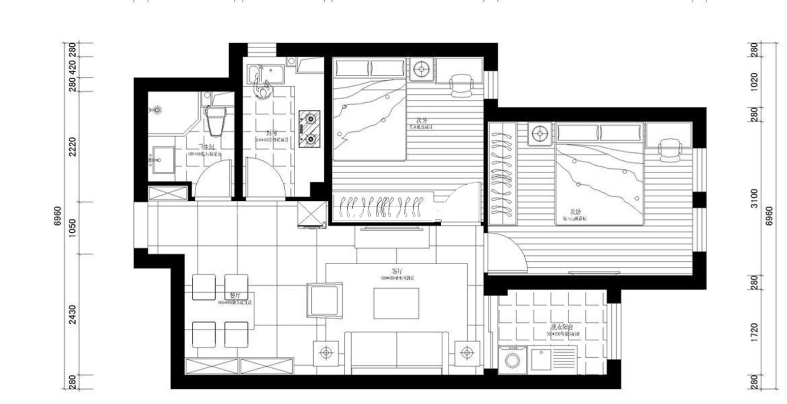 85中式两房装修效果图,中式小家装修案例效果图-美广网(图1)