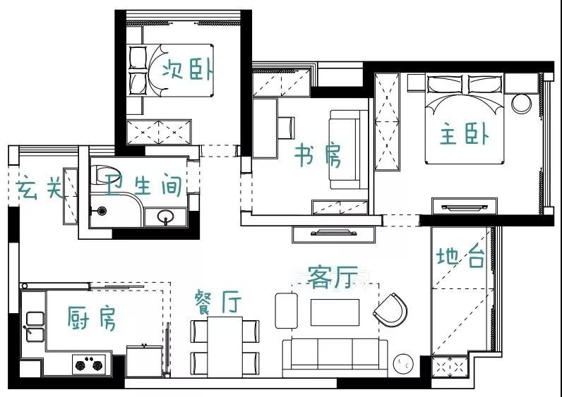 88北欧三房装修效果图,87平的北欧风小三房装修案例效果图-美广网(图1)