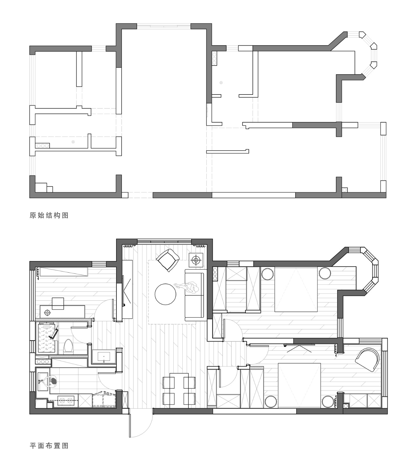 110现代三房装修效果图,清新感现代风格住宅。装修案例效果图-美广网