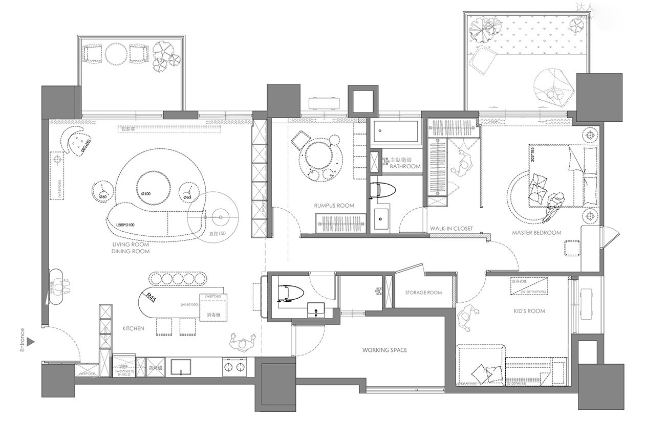 130现代三房装修效果图,简约风，美好精致的生活装修案例效果图-美广网(图1)