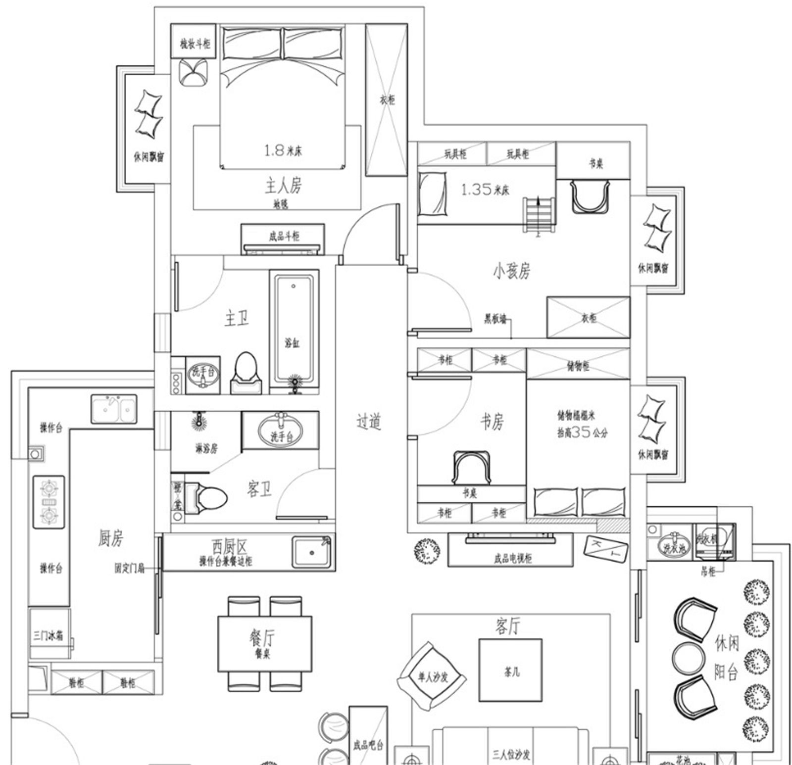 130现代三房装修效果图,明亮清爽的 现代之家装修案例效果图-美广网(图1)