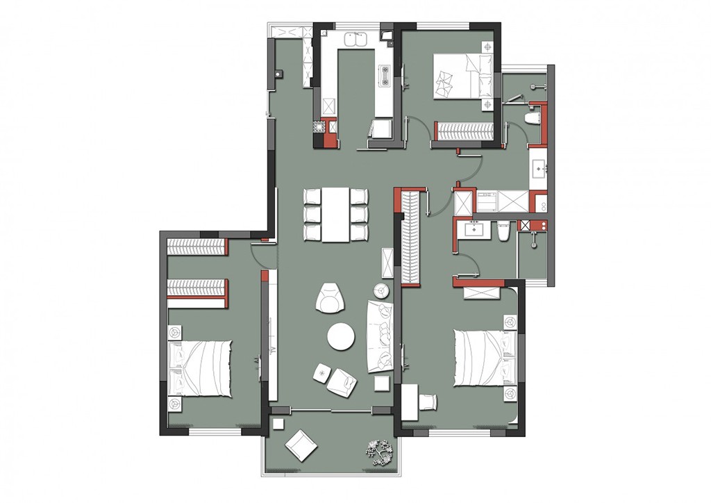 142轻奢风三房装修效果图,gao级有品味的质感生活装修案例效果图-美广网