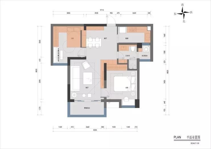 75混搭两房装修效果图,家是独立女性的堡垒装修案例效果图-美广网