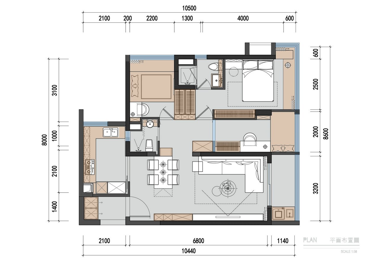 105现代三房装修效果图,颜值在线的艺术美家装修案例效果图-美广网(图1)