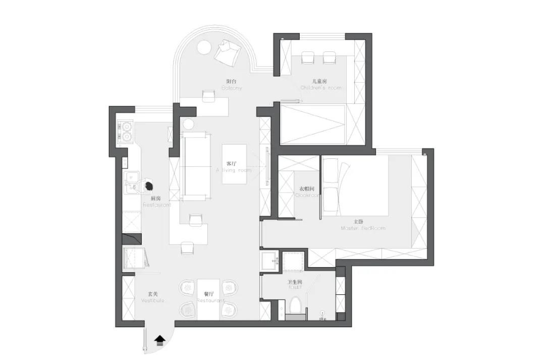 80北欧两房装修效果图,80㎡小两居——北欧装修案例效果图-美广网