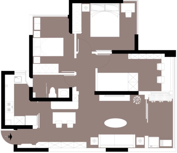 121现代四房装修效果图,平凡舒适温暖的家装修案例效果图-美广网