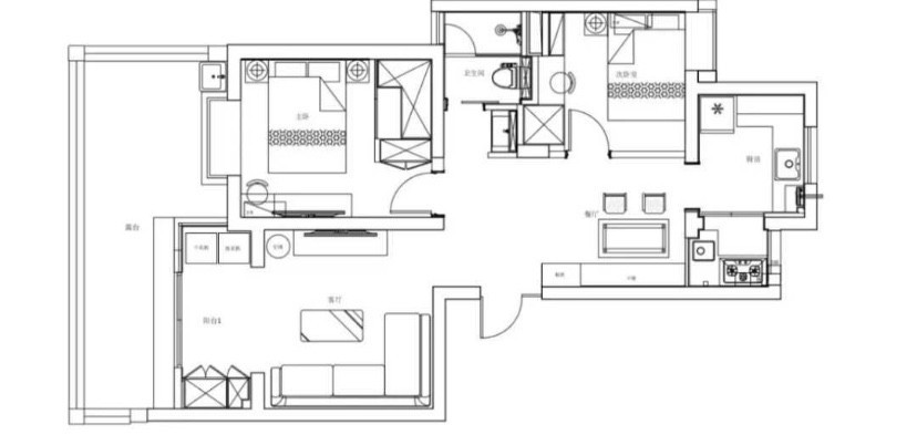 67现代两房装修效果图,造型带来极强的时尚感装修案例效果图-美广网(图1)