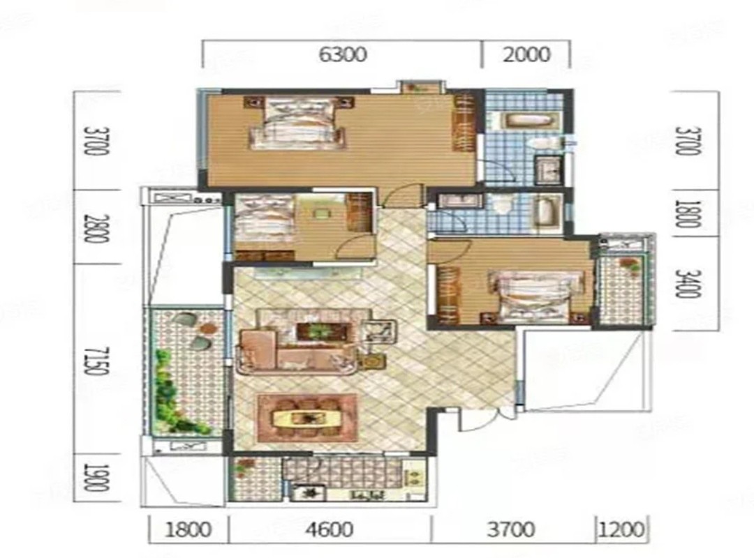 115现代三房装修效果图,115平方米现代风格装修案例效果图-美广网(图1)