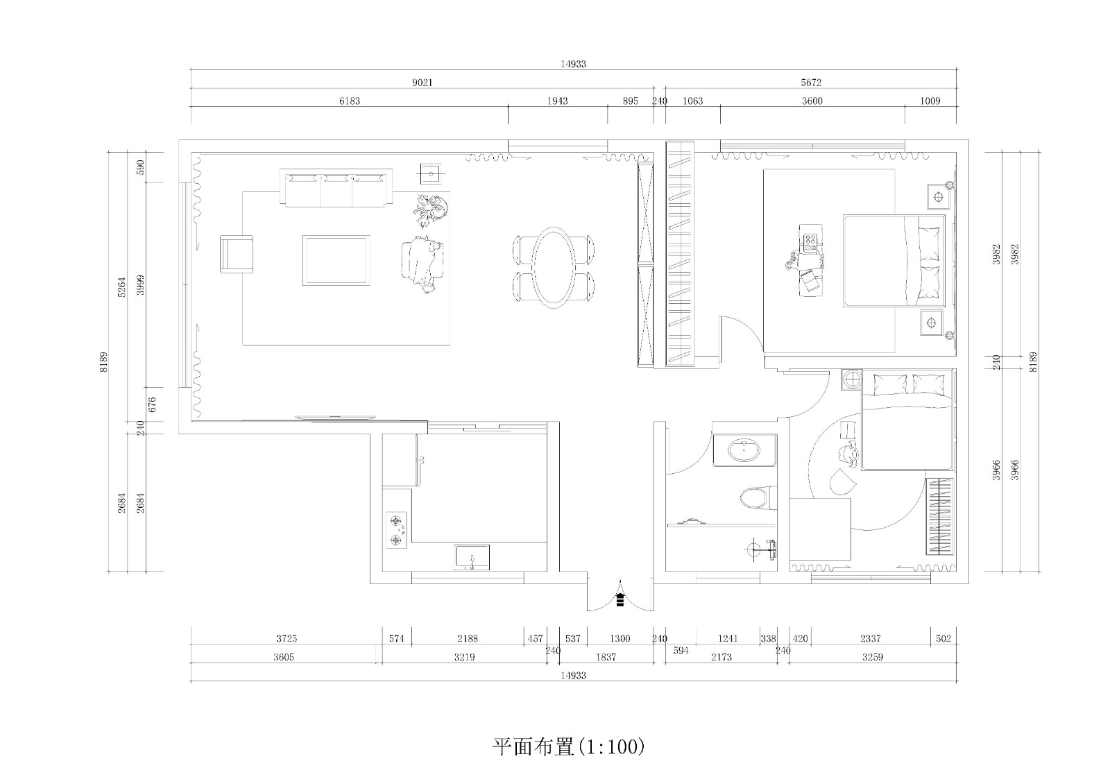 100现代两房装修效果图,现代感的时尚设计装修案例效果图-美广网(图1)