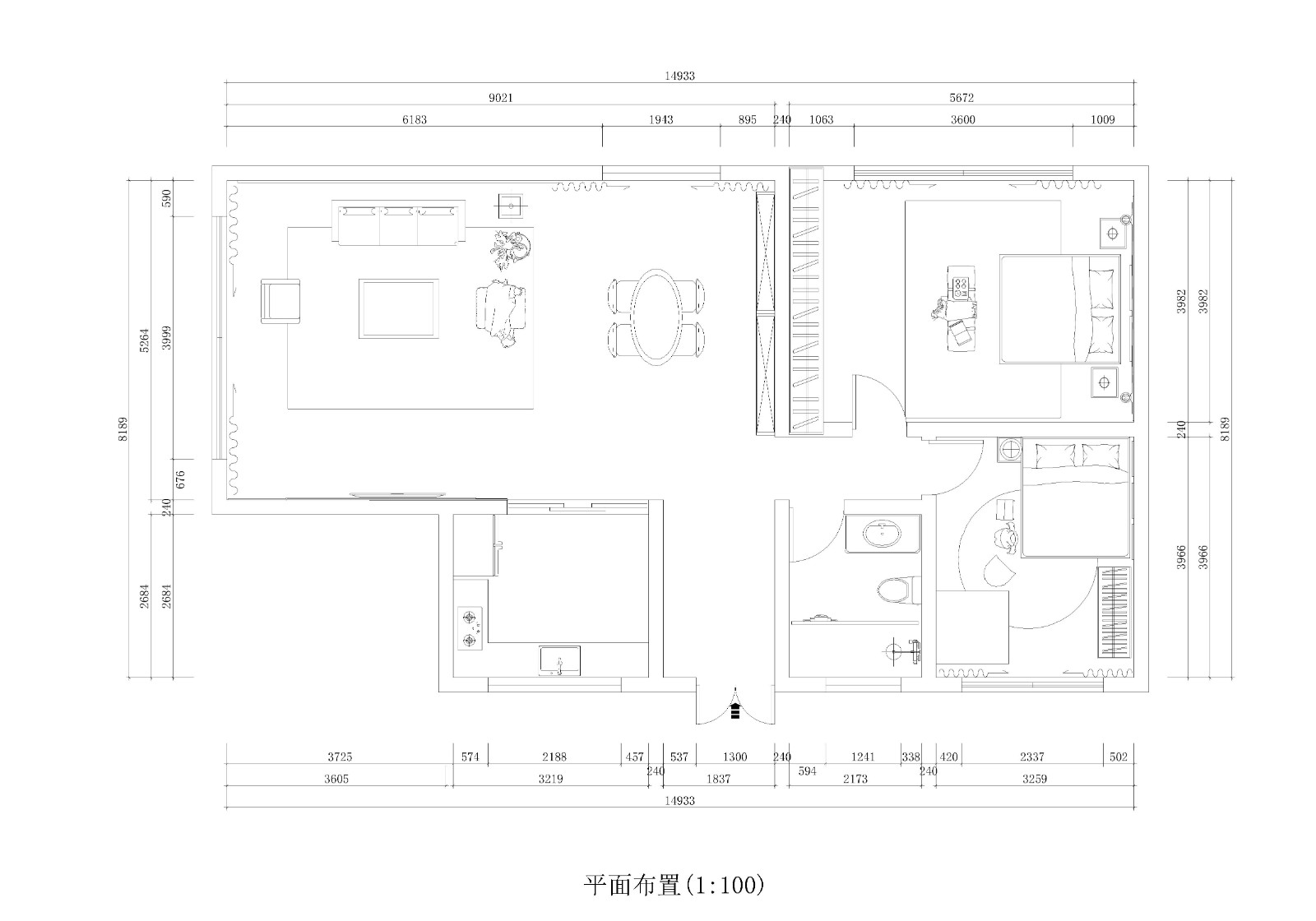 100现代两房装修效果图,现代感的时尚设计装修案例效果图-美广网