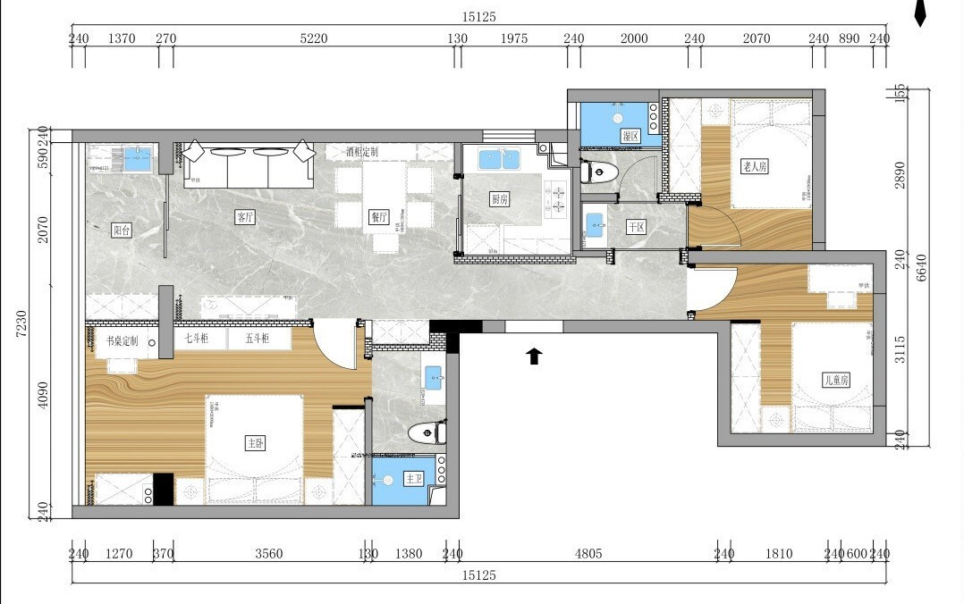 98现代两房装修效果图,美式经典品质生活装修案例效果图-美广网(图1)