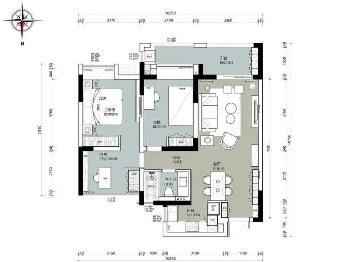 89现代三房装修效果图,现代简约装修案例效果图-美广网(图1)