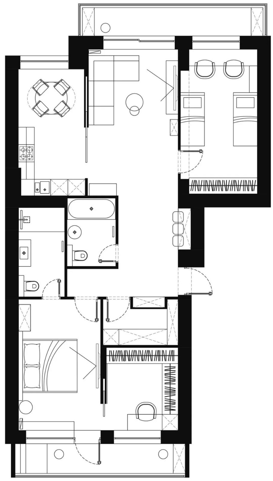 90现代两房装修效果图,90㎡现代——粉蓝之梦装修案例效果图-美广网(图1)