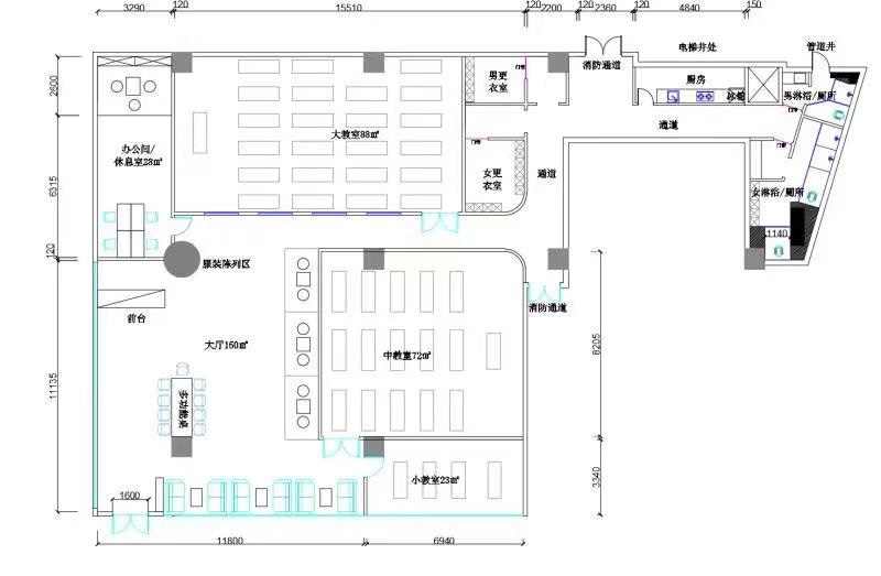 300新古典商铺装修装修效果图,瑜伽工作室装修案例效果图-美广网