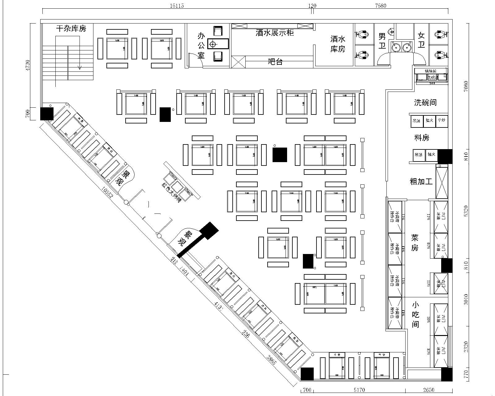 380中式商铺装修装修效果图,蜀辣居鲜货老火锅装修案例效果图-美广网