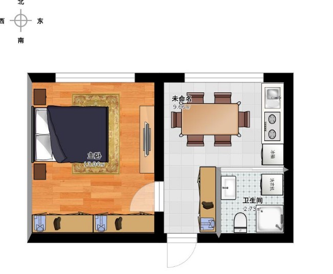 75工业小户型/一房装修效果图,75平简约轻奢一居室装修案例效果图-美广网(图1)