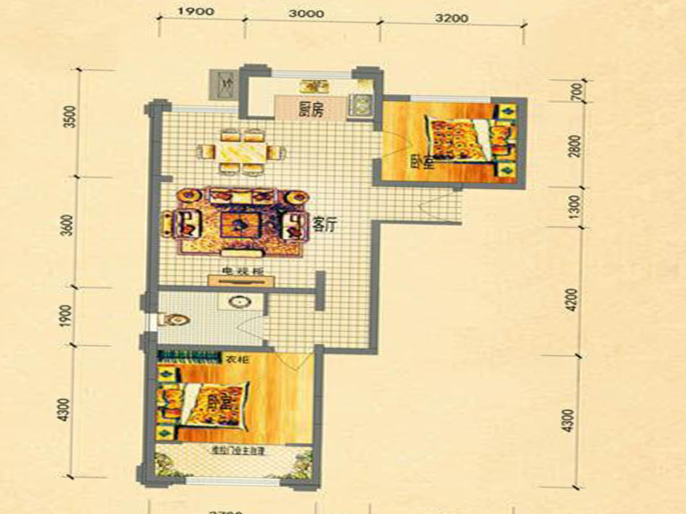 80现代两房装修效果图,敞亮自由的格调装修案例效果图-美广网(图1)