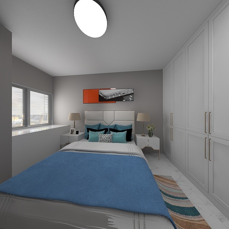 120现代三房装修效果图,美茵庄园套三装修案例效果图-美广网(图3)