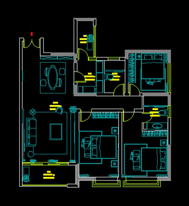 95现代两房装修效果图,现代风营造舒适的居住环境装修案例效果图-美广网