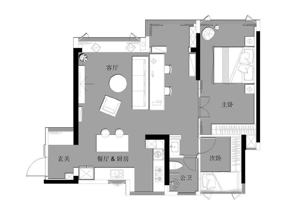 89工业两房装修效果图,89平2房轻工业风装修案例效果图-美广网(图1)