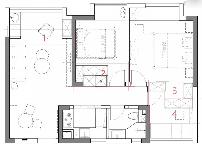 112北欧三房装修效果图,简约北欧风格住宅装修案例效果图-美广网