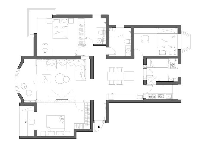 146现代三房装修效果图,146㎡的三室简约风格装修案例效果图-美广网(图1)